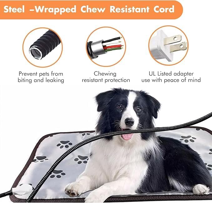 Cat Heating Pad – 18x18 in Self-Warming Pet Bed, Electric Heated Dog & Cat Pad, Waterproof, Temperature Adjustable, Fast Heating, Safe Thermostat, for Kittens Puppies Small Pets
