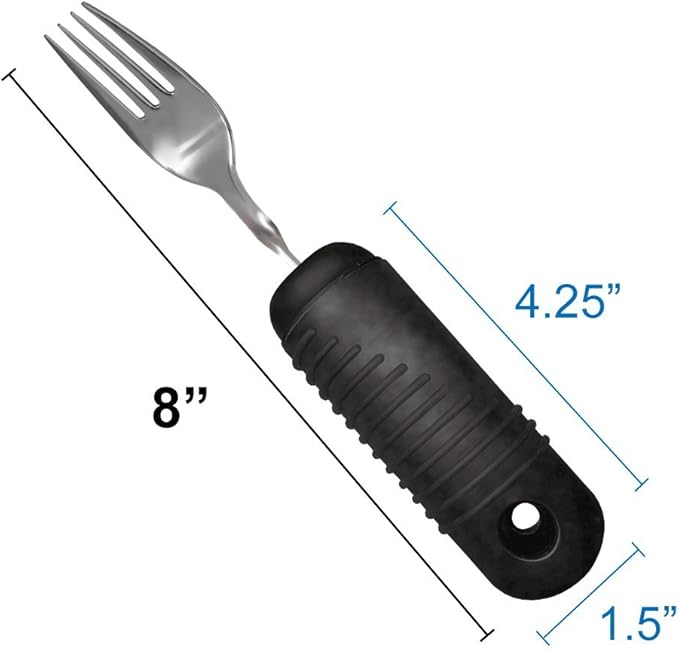 Rehabilitation Advantage Easy Grip Fork with Built-up Handle, Black