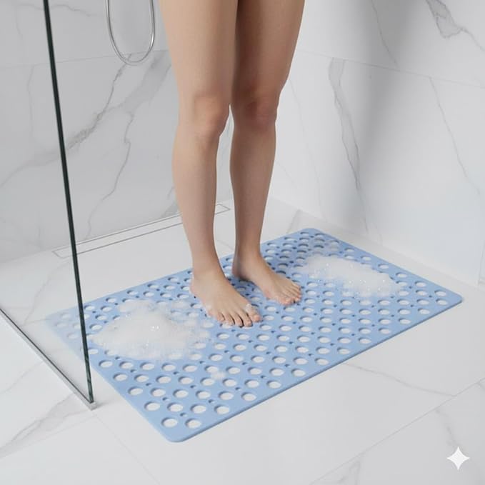 Non Sllip Shower Mat for Inside Shower Bath Mat for Shower, TPE Bathroom Mat 30x17 in (75x43 cm)