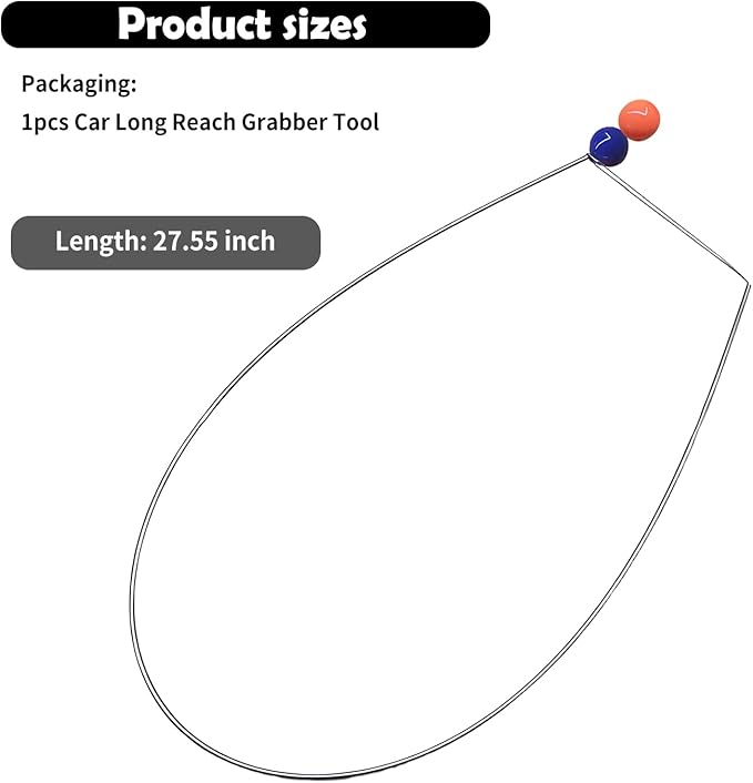 27.55 Inch Car Long Reach Grabber Tool Flexible,Button Master Heavy Duty Grabber Reacher Tool for Used in Confined Spaces,Portable Slim Jim Car Tools as Cars Emergency Tools