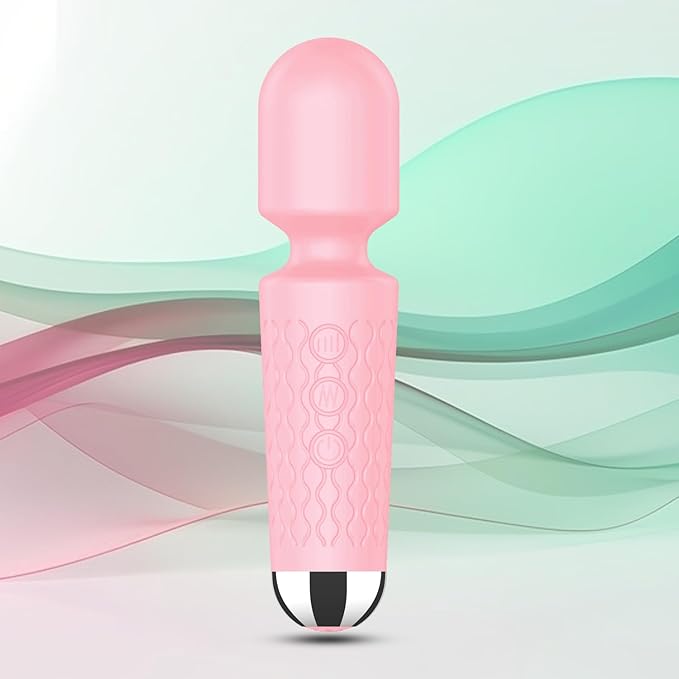 Personal Back Massager - Handheld Waterproof & Rechargeable Massager - 20 Speeds 8 Patterns Vibration Massage - Perfect for Travel Relaxation, Relieves Back, Legs Muscles (Pink)