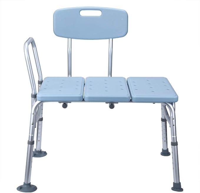Winado Tub Transfer Bench for Bathtub with Backrest & Armrest, Supports up to 330 lbs Aluminium Alloy Bath Chair, Blue