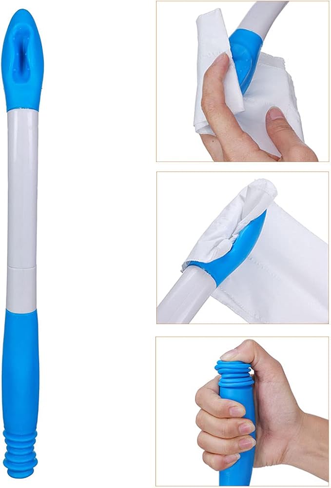 Foldable Long Reach Comfort Wiper - Bottom Wiping Aid - Butt Wiper Self Wipe Assist Toilet Aids Wand - Daily Living Bathroom Aid for Limited Mobility