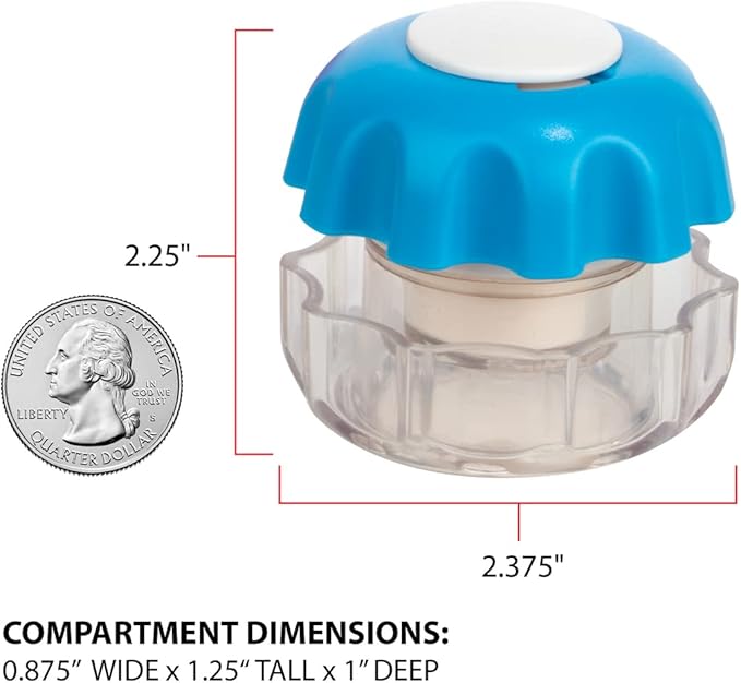EZY DOSE Crush Pill, Vitamins, Tablets, Crusher and Grinder with Storage Compartment, Kids, Pets, Elderly, Effortlessly Crushes Medications into Fine Powder, Easy-to-Use Design, Blue, BPA Free