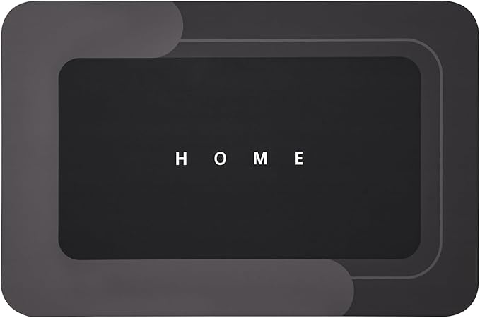 Housego Absorbent Bath Mat Magic Rug, Quick Drying Magic Bath Mat Non-Slip Floor Rug Rubber Backed for Bathroom Kitchen Shower Sink, Water Absorbent (1PC, 16.93''x26.77'', Black)