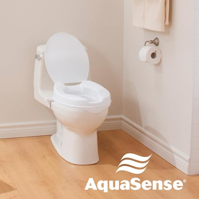 AquaSense Raised Toilet Seat with Lid, White, 2.5 Inches