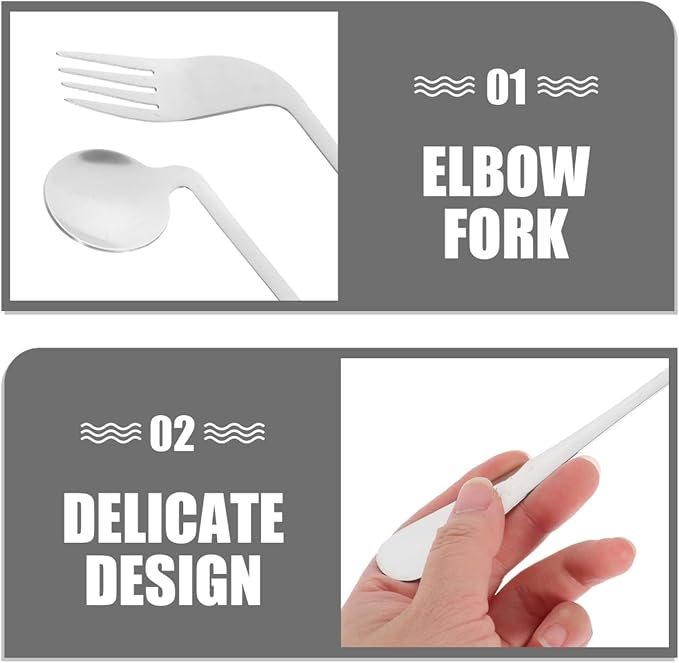 FOMIYES Angled Feeding Utensils Set Lightweight Ergonomic Fork and Spoon for Seniors Adaptive Tableware Assist with Easy Eating 2-Piece Set