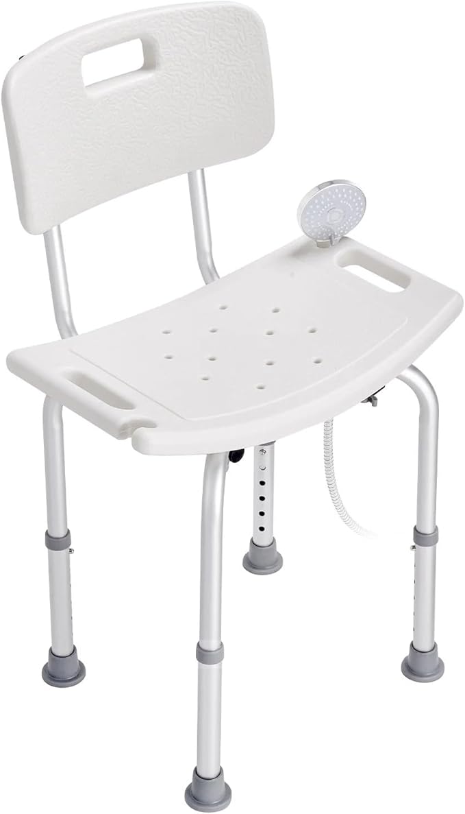 53×12in Shower Chair, Shower Seat with Back, Adjustable Height Shower Stool, Shower Chair for Inside Shower Bathtub, Non-Slip Bathroom Bench Bath Chair for Elderly Disabled Handicap, 350 lbs Capacity