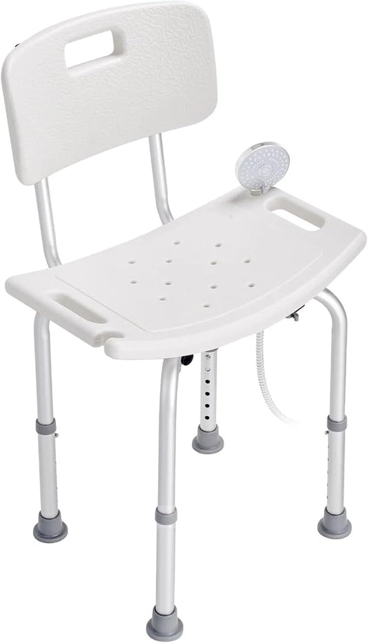 53×12in Shower Chair, Shower Seat with Back, Adjustable Height Shower Stool, Shower Chair for Inside Shower Bathtub, Non-Slip Bathroom Bench Bath Chair for Elderly Disabled Handicap, 350 lbs Capacity