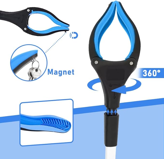 32" Grabber Reacher Tool, Foldable Reacher Grabber Pickup Tool with 360° Rotating Jaw & Magnet, Heavy Duty Pick Up Stick Grabbers for Seniors, Lightweight Grabbers
