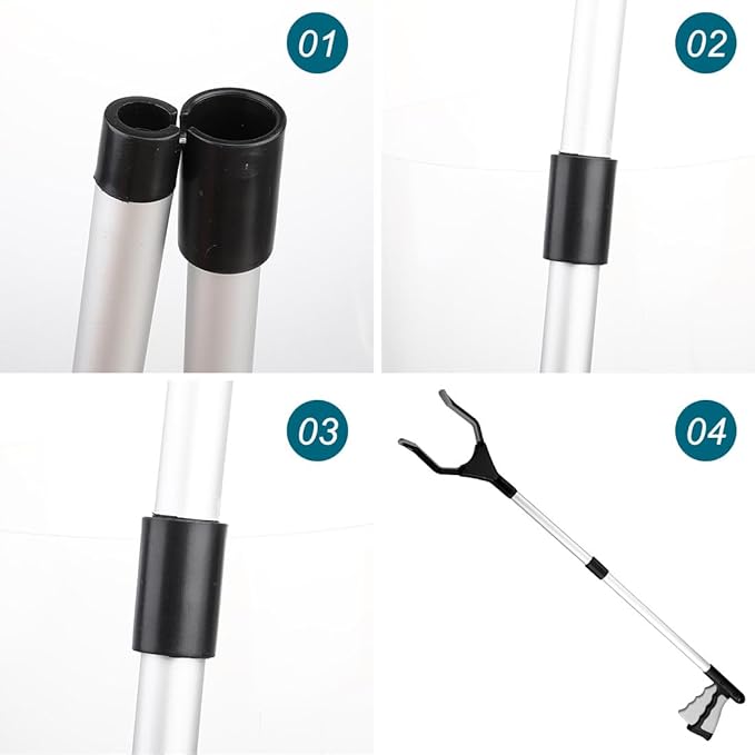 Grabber Reacher Tool 32" Grabbers for Seniors with Magnet Foldable Reacher Grabber Pickup Tool for Trash Pick Up, Nabber, Litter Picker, Arm Extension Grey