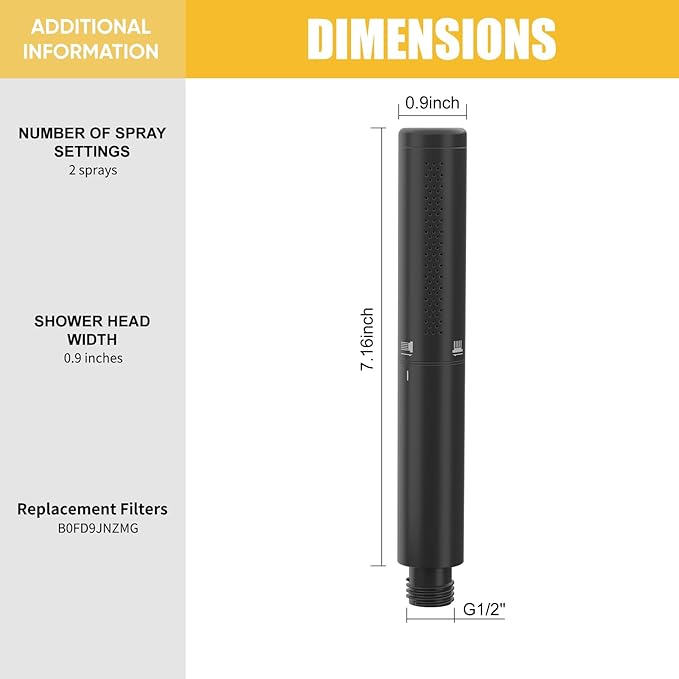 BESy Brass 2 In 1 Function Filtered Matte Black Handheld Shower Head for Hard Water Black Shower Wand High Pressure Showerhead Black Hand Shower Sprayer with Hose Bracket