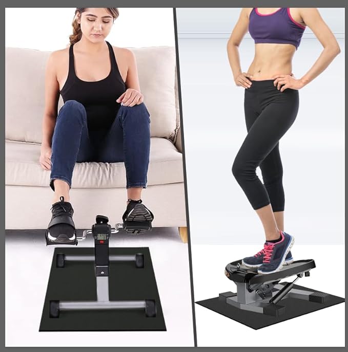 Double Non-Slip Workout Mat for Ellipse Leg Exerciser, Ellipse Machine Mat, Exercise Mat for Under Desk Ellipticals, Suitable for Electric Seated Foot Pedal Exerciser, 23.6" × 19.7"