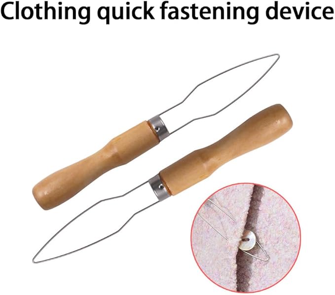 3-Pack Button Hook Assist Device with Wide Easy-Grip Wooden Handle – Button Helper Tool for Arthritis, Elderly, Limited Dexterity – One-Hand Dressing Aid for Shirts, Coats & Dresses