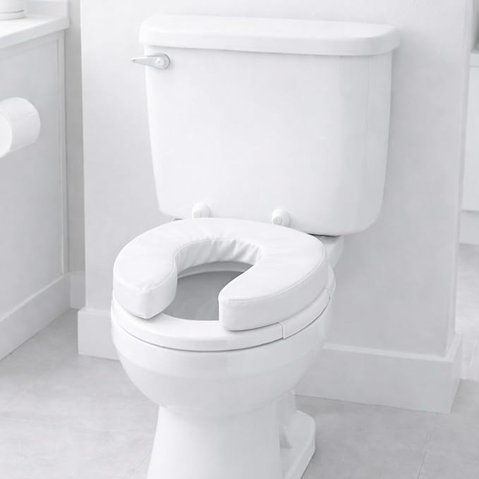 DMI Raised Toilet Seat Toilet, Toilet Seat Riser, Seat Cushion and Toilet Seat Cover to Add Extra Padding to the Toilet Seat while Relieving Pressure, 2 Inch Pad, White