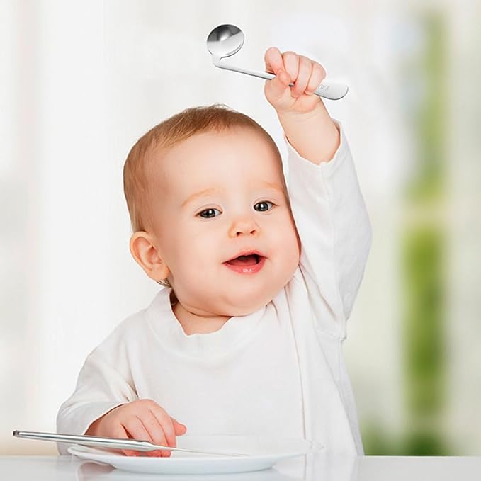 Lurrose Angled Feeding Utensils Set Lightweight Ergonomic Spoon and Fork Adaptive Tableware for Right-Handed Self Feeding Assistance in Elderly and Limited Mobility Users