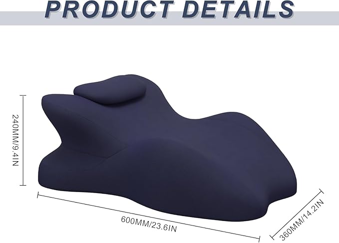 Memory Foam Ergonomic Wedge Pillow, Prone Pillow for Sleeping, Reading Pillow for Bed, Ergonomic Support for Back Pain & Sitting Up, Ideal for Massage, with Removable Cover