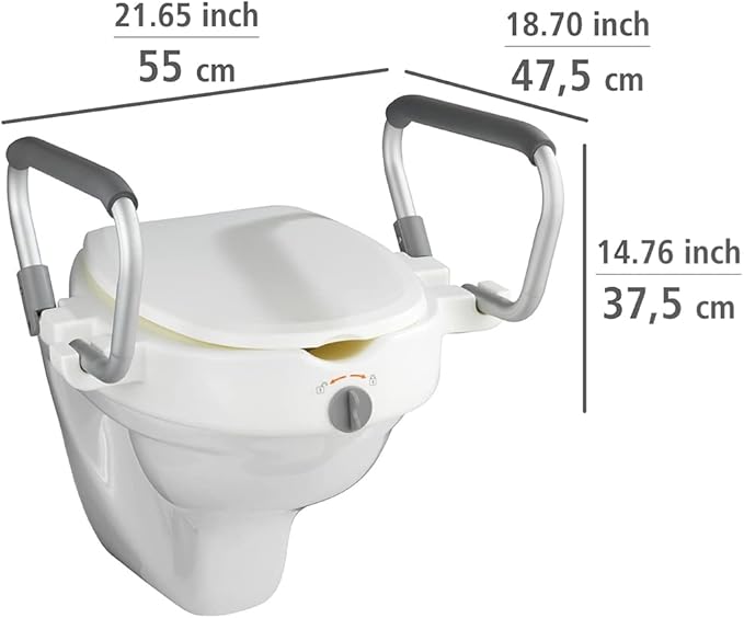 Wenko Raised Toilet seat with armrest Secura, White, 47.5 x 55 x 37.5 cm