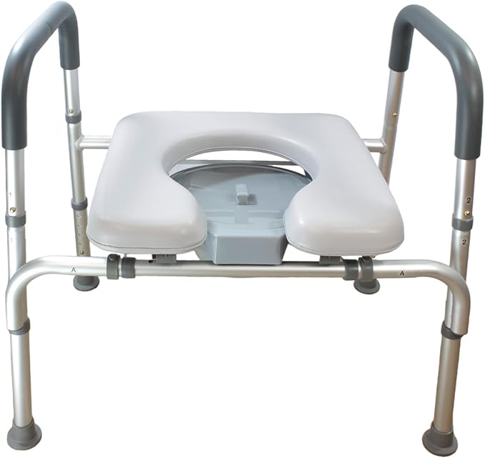Sylvan Raised Toilet Seat with Adjustable Height, Armrests, and Non-Slip Design - Comfortable & Safe Elevation for Seniors and Individuals with Mobility Challenges