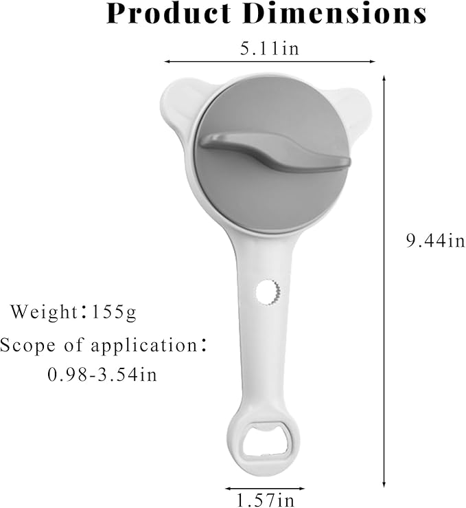 Adjustable Jar and Bottle Opener for Weak Hands & Seniors, 4-in-1 Stainless Steel Lid Remover with 3 Non-Slip Clamps, Multi Size Tool for Jars, Cans & Wine Bottles, Kitchen Helper