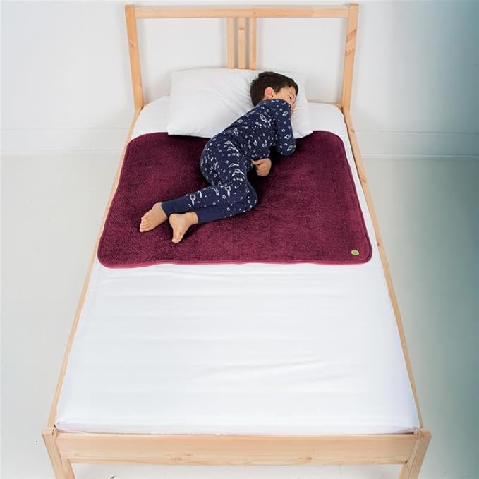 PeapodMats Bedwetting & Incontinence Waterproof Bed Mat - Reusable Underpad. Secure Placement & Breathable. Washable. Enviro Friendly 3x3 (Plum) Mattress Protector & Pee Pad for Kids & Adults