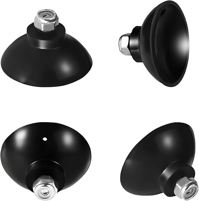 Zookpr Replacement Gripper Cups for Arcmate EZ Reacher Accessory Tips, Outdoor Heavy Duty Gripper Reacher Grabber Tool, UV Resistant, Rubber Cups with Locknuts, Black, 2 Pairs(4 Cups)