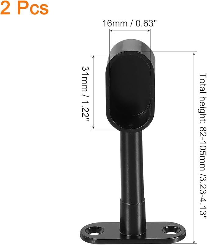 uxcell 2 Pcs 1.22 x 0.63 Closet Rod Support Bracket, Rod Holder Wardrobe Accessories Clothes Rail Seat for Bedroom Bathroom, Black