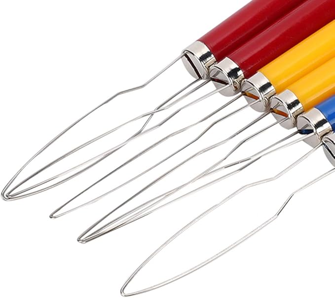 Zipper Pull Tool, 6PCs One-Hand Button Tool Zipper Button Puller for Sewing Embroidery Crafters with Wire Hook Easy Grip Handle
