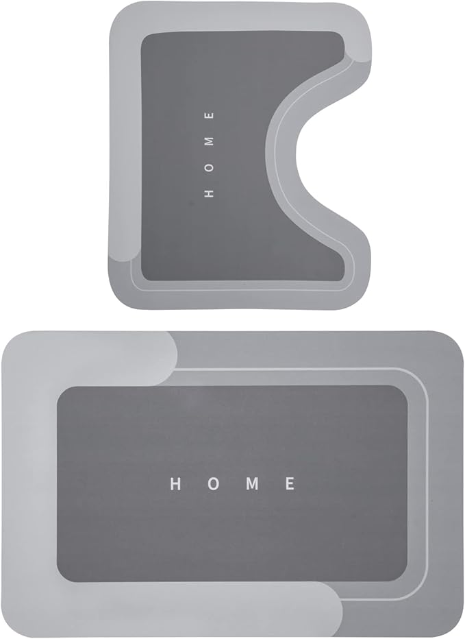 Housego 2PCS Absorbent Bath Mat Magic Rug Sets, Quick Drying Bath Mat Non-Slip Floor Rug Rubber Backed for Bathroom Kitchen Shower Sink, Water Absorbent (19.7''x23.6''+19.7''x31.9'', Dark Gray)