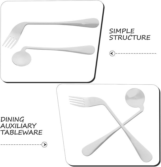 FOMIYES Angled Feeding Utensils Set Lightweight Ergonomic Fork and Spoon for Seniors Adaptive Tableware Assist with Easy Eating 2-Piece Set