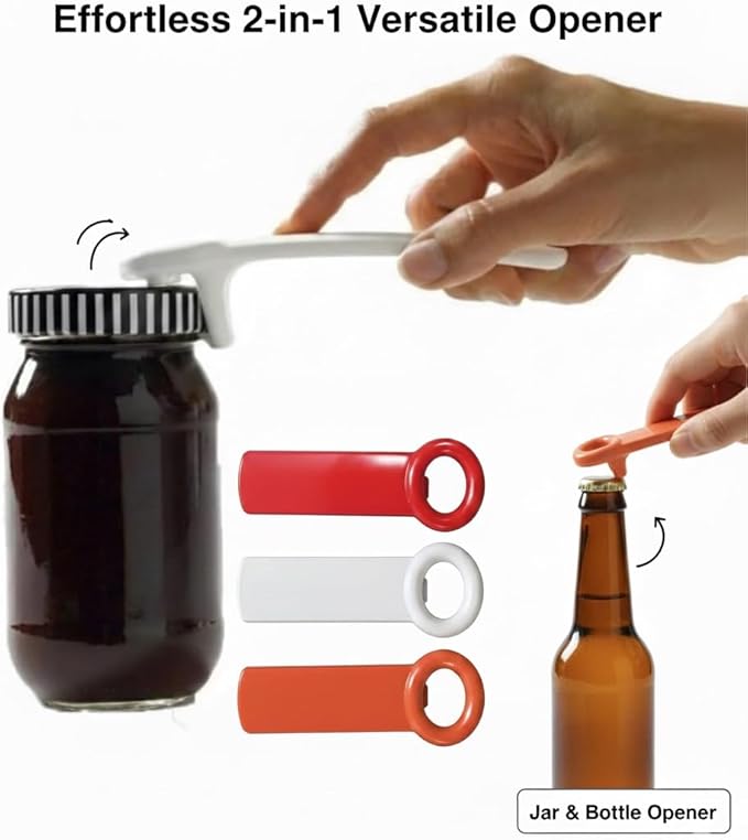 3 Pcs Jar Keys, Jar Opener Jar Grippers Can Lid Opener Jar Lid Gripper Jar Opener Tool, Open Jar Tool for Elderly Children Women Weak Hands 5.5 inç (Red,White, Orange)