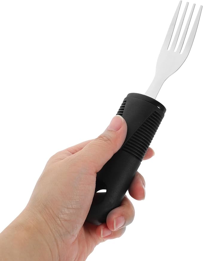 Amosfun 1set Adaptive Silverware for Elderly Non-Skid Portable Cutlery Kit Fork Spoon and Knife Lightweight and Easy to Clean Tableware for Seniors Convenient Storage and Use