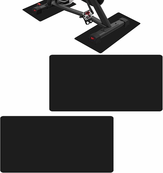2-Pack Non-Slip Exercise Bike Mat for Peloton & Concept 2 Rower - Protects Hardwood Floors & Carpets - Gym Equipment Mat for Spin Bikes, Trainers, Home Workouts