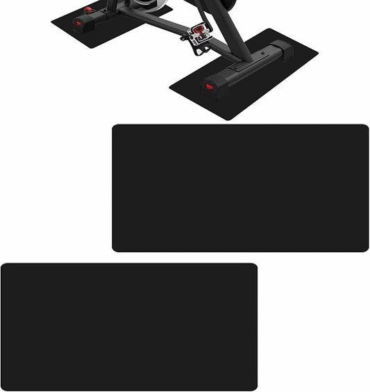 2-Pack Non-Slip Exercise Bike Mat for Peloton & Concept 2 Rower - Protects Hardwood Floors & Carpets - Gym Equipment Mat for Spin Bikes, Trainers, Home Workouts