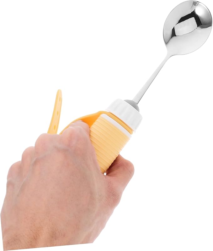 Anti-Shaking Spoon for Seniors Adaptive Non-Slip Utensil with Swivel Design Ergonomic Stainless Steel Fork for Weak Hands Adjustable Dining Aid