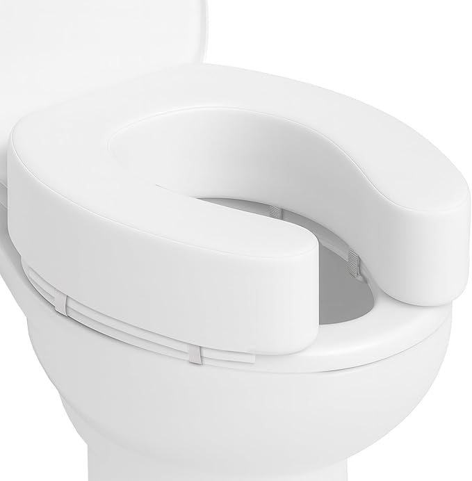 Vive Toilet Seat Cushion (Soft Cushioned Foam) - Easy Clean, Padded Bathroom Attachment - Elongated, Standard Seats - Comfort & Support Donut for Handicap Adults