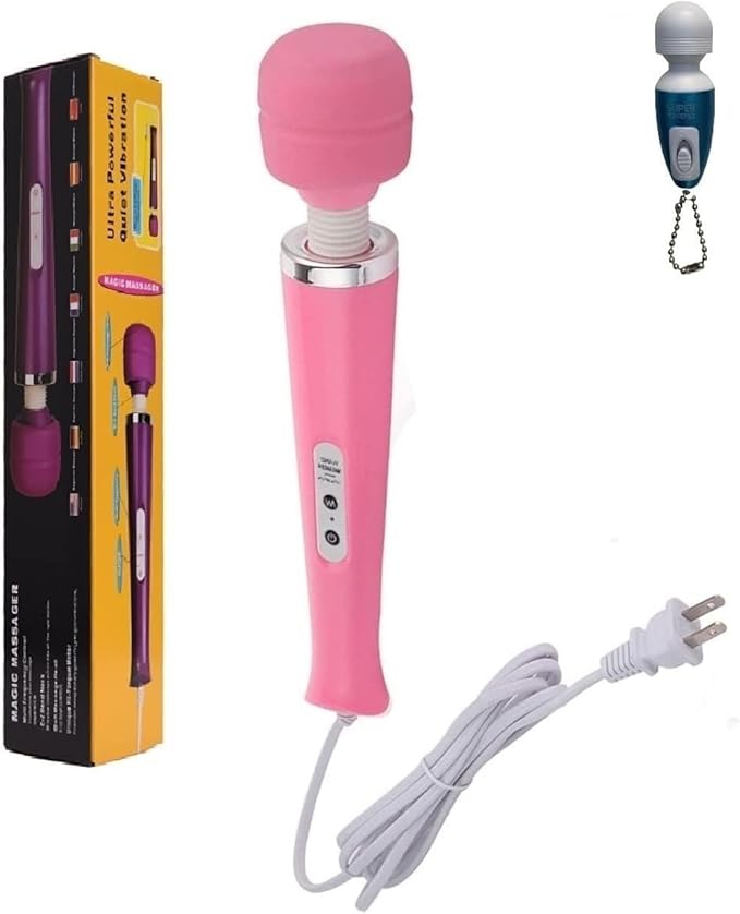 Power Handheld Electric Back Body Vibrating Massager for Woman Sport Recovery Muscle ACH Pain Shoulder Neck Leg Hand Foot Massagers Tool (Pink Big Massage and Blue Mini Toy)