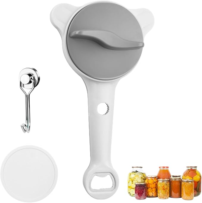 Adjustable Jar and Bottle Opener for Weak Hands & Seniors, 4-in-1 Stainless Steel Lid Remover with 3 Non-Slip Clamps, Multi Size Tool for Jars, Cans & Wine Bottles, Kitchen Helper