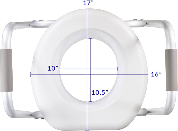 PCP Raised Toilet Seat and Safety Frame, Pre-Assembled Tool Free, Secure Adjustable Height, Made in USA, Regular