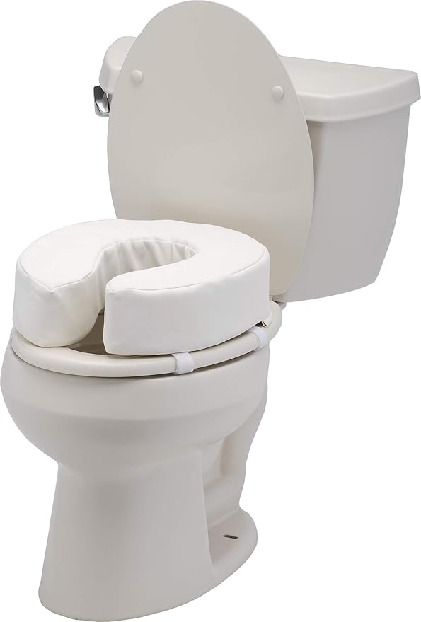 NOVA Medical Products Toilet Seat Cushion and Riser, 4” Padded Toilet Seat Attachment Cover, for Standard and Elongated Toilet Seats, Vanilla