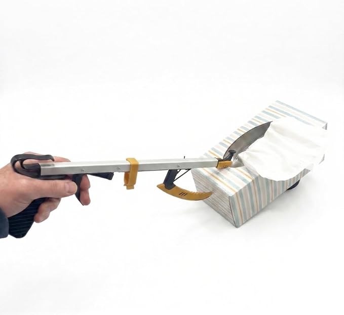 Rehabilitation Advantage Compact Reacher Grabber Tool, 15" Reach Extension with Rubberized Jaws and 3" Wide Grip, Lightweight Aluminum Pick Up Tool, Handle for Travel, Home, and Hard-to-Reach Items