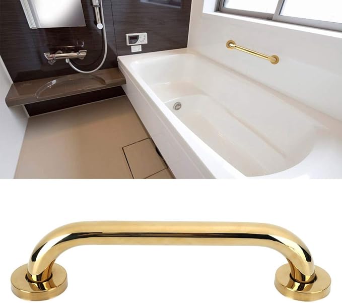 12 inch Shower Grab Bar, Grab Bars for Bathtubs and Showers, Gold Stainless Steel Grab Bar Shower Handle Safety Support Assist Handle for Seniors