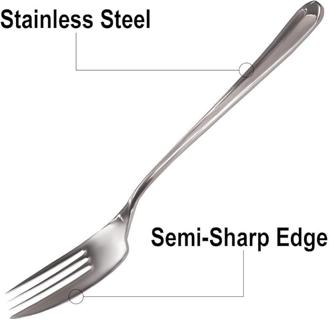 Rehabilitation Advantage Right-Hand Side Cutter Fork (2-Pack) – 7" Stainless Steel Adaptive Utensils for Arthritis, Weak Grip, Hand Tremors & Limited Mobility – Dishwasher Safe