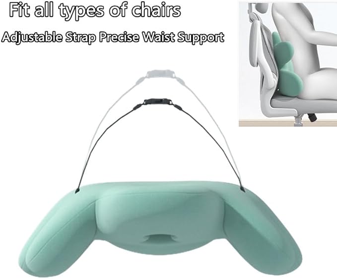 Lumbar Support Pillow for Office Chair, Back Pillow Lumbar Support for Car, Chair, Sofa - Improve Lower Back Pain Relief & Sitting Posture, Memory Foam Back Cushion for Long Sitting (Navy blue)