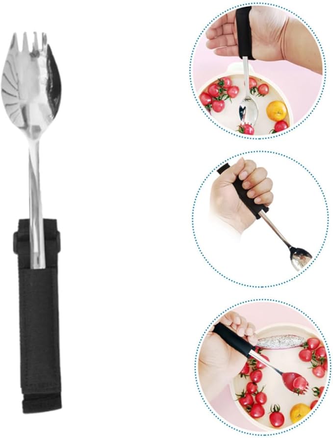 FOMIYES Adaptive Spork for Seniors Portable Anti-Slip Eating Utensil for Elderly Disabled Lightweight Design for Easy Grasp for Hand Reduced Grip Strength