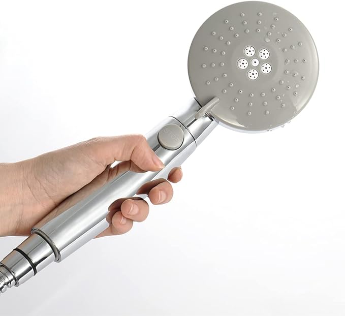 Elderly Handheld Shower Head Designed For Disabled Pregnant Woman Gravidas With 79-Inch Hose Suciton Cup Holder Bracket Home Care Control Button Convenient Push Button Chrome