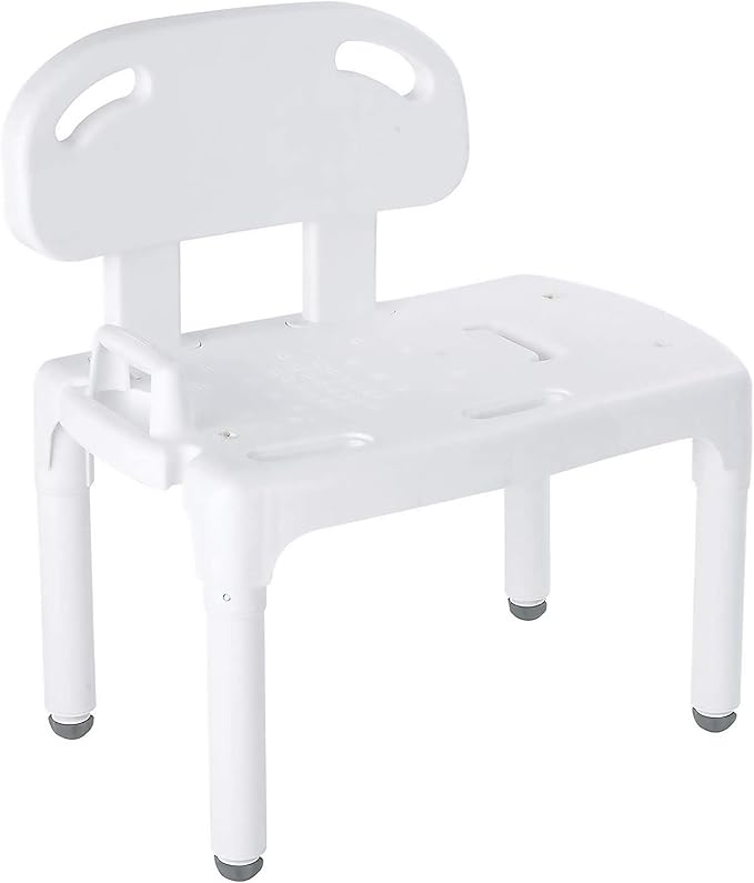 Carex Universal Tub Transfer Bench, Bath Seat with Backrest, Shower Chair for Elderly and Disabled, Transfer Bench & Shower Seat for Bathtub with Adjustable Legs, Converts to Right or Left Hand Entry