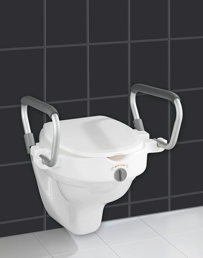 Wenko Raised Toilet seat with armrest Secura, White, 47.5 x 55 x 37.5 cm