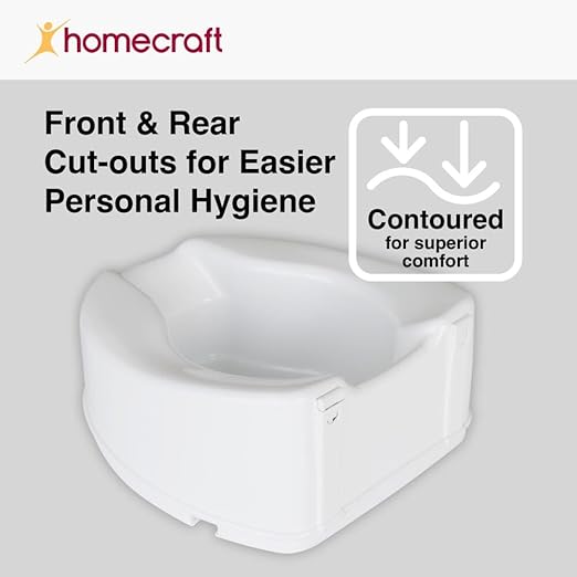 Homecraft Savanah Raised Toilet Seat, 6" High Elevated Toilet Seat Locks Onto Standard Toilets, Portable Assistance Commode Seat with Sturdy Brackets, Medical Aid for Elderly, Disabled, Limited Mobility