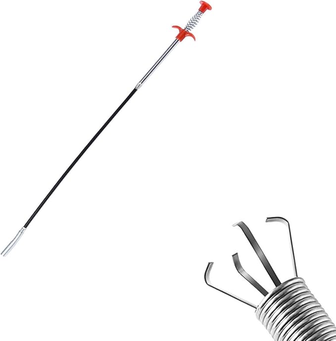 Flexible Grabber Claw Pick Up Reacher Tool with 4 Claws, Plumbing Grabber, Bendable Hose Pickup Reaching Assist Tool for Litter Pick, Home Sink, Drains, Toilet (24 Inch)